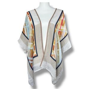 Anthropologie Bl^nk London Water Color Flowy Kimono Resort Wear Boho Linen Beach